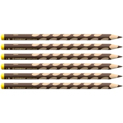Abbildung von Ergonomischer Buntstift für Linkshänder STABILO EASYcolors 6er Pack dunkel braun
