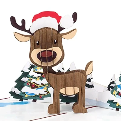 Abbildung von papercrush® Pop Up Karte Weihnachten Rentier Lustige 3D Weihnachtskarte als Geldgeschenk für Kinder, Süße Weihnachtsgrußkarte Mama, Frau oder Freundin Handgemachtes Popup Weihnachtsbillet