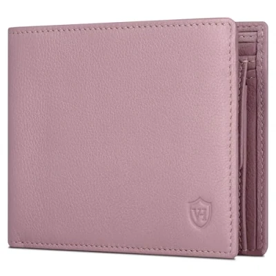 Abbildung von VON HEESEN Leder Geldbörse RFID Schutz I Echtleder Geldbeutel für Damen &amp; Herren Portemonnaie Brieftasche Wallet Portmonee (Lavendel)
