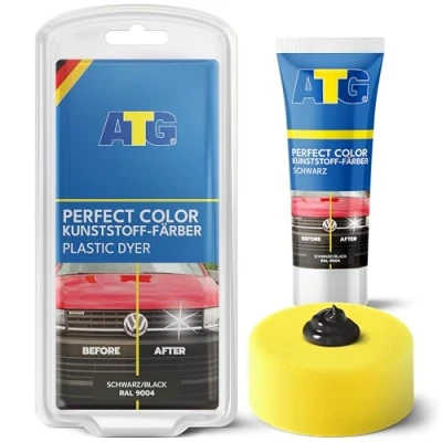 Abbildung von ATG® Kunststoffpflege Auto Politur Schwarz Premium Kunststoff Auffrischer für Motorrad LKW Schonende Aussen &amp; Innen maximalen Glanz