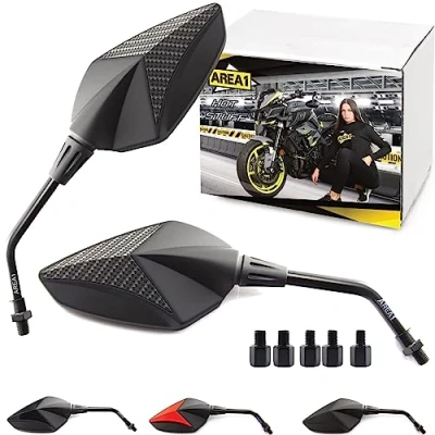 Abbildung von Area1 Premium Rückspiegel Spiegel Paar e geprüft, carbon, M10 Rechts+Linksgewinde. kompatibel mit MT03 MT07 MT09 MT10 MT125 Tracer XT 1200 Tenere FZ6 FZ8 FZ1 XJ6SP Vmax Xmax Nmax WR (XCA)