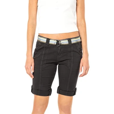 Abbildung von FRESH MADE Damen Bermuda Shorts mit glänzendem Gürtel Dark Grey L