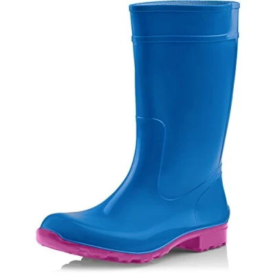 Abbildung von Ladeheid Damen Gummistiefel 100% Wasserdticht Regenstiefel LA 967 (Blau/Rosa, 39 EU)