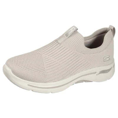 Abbildung von Skechers Damen Go Walk Arch Fit Sneaker, Taupe Textilbesatz, 37.5 EU
