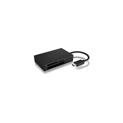 Abbildung von ICY BOX IB CR401 C3 USB 3.0 Type C Kartenleser für CF, SD und microSD Speicherkarten, 4.0/UHS II, Aluminium, integriertes Kabel, schwarz