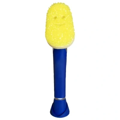 Abbildung von Scrub Daddy Dish Geschirrspüler Seifenspender Tellerwäscher Texturwechsel mit Standfuß Blau