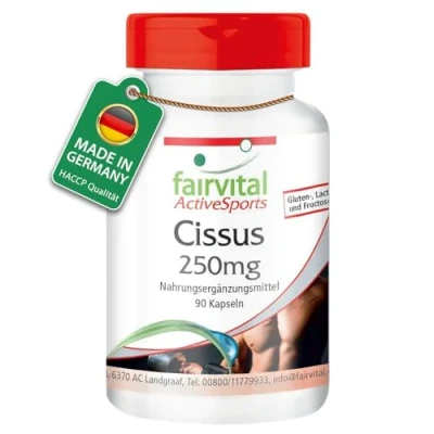 Abbildung von Fairvital Cissus Kapseln 90 mit 20% Ketosterone + Calcium aus Rotalge HOCHDOSIERT VEGAN Quadrangularis
