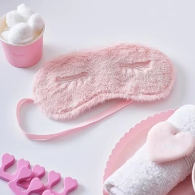 Abbildung von Ginger Ray Pink Fluffy Embroidered Eye Mask Birthday Pamper Party Accessory