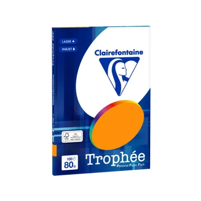 Abbildung von Clairefontaine 4129C Ries Druckerpapier / Kopierpapier Clairalfa PPP, DIN A4, 80g, 100 Blatt, Neon Orange, 1