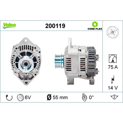 Abbildung von VALEO 200119 Lichtmaschine 14V 75A