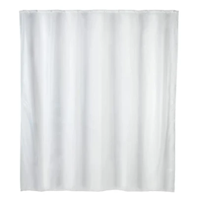 Abbildung von WENKO Duschvorhang Uni Weiß, Textil Vorhang fürs Badezimmer, mit Ringen zur Befestigung an der Duschstange, waschbar, wasserabweisend, 180 x 200 cm