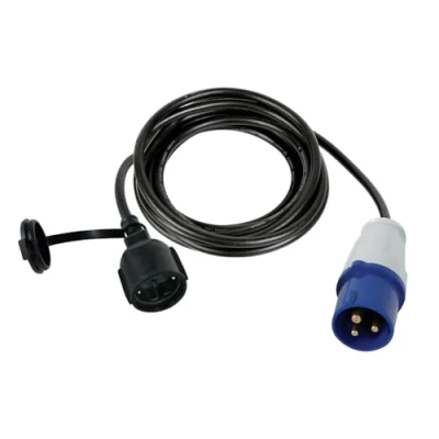 Abbildung von Perel Adapterleitung, H07RN F 3G2.5, 3 m, 16 A/230 V, 3680 W, CEE auf Typ F, für innen und außen, Gummi, blau
