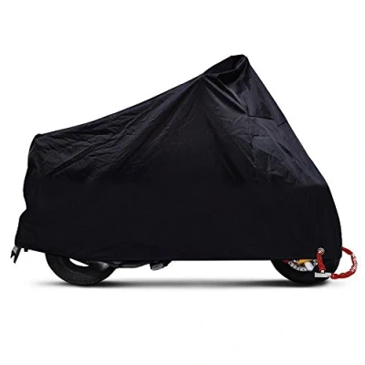 Abbildung von ANFTOP Motorrad Abdeckung 4XL Garage Scooter Abdeckplane Schwarz Farbe Lock Löcher Wasserdicht UV Schutz Schutzhülle Tasche XXXXL