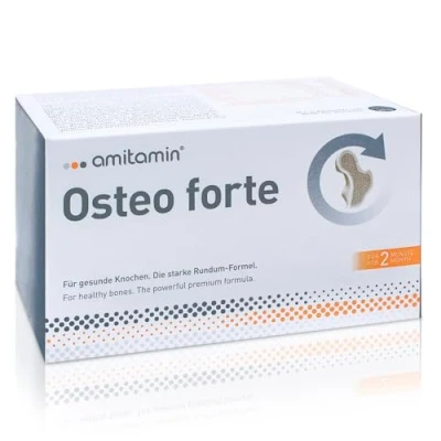 Abbildung von amitamin Osteo Forte, deutsche Apothekenqualität, 120 Kapseln, hochdosierte Premium Formel aus Vitamin C, D, Kalzium, Magnesium, Zink, Mangan zum Erhalt gesunder Knochen