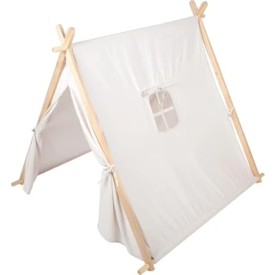 Abbildung von small Foot Indoor Spielzelt für Kinder, Holzrahmen mit Stoffbezug, Fenster und aufrollbare Öffnung, Kinder ab 2 Jahren, 12761, Farbig, Weiß
