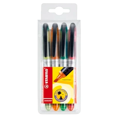 Abbildung von Textmarker STABILO NAVIGATOR 4er Pack gelb, orange, grün, pink