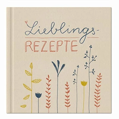 Abbildung von Rezeptbuch zum Selberschreiben, Kochbuch selbst schreiben für 80 Lieblingsrezepte, Blumen Design in Creme Beige, Premium Hardcover, robuste Fadenbindung, 21x21 cm