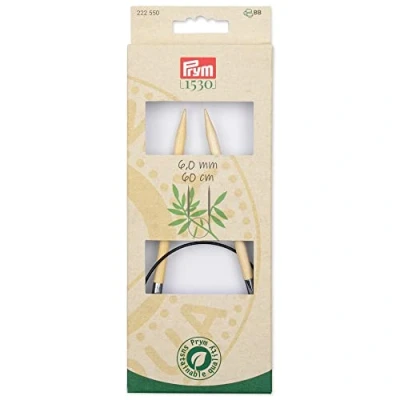 Abbildung von Prym 222550 1 Rundstricknadeln Bambus 60 cm 6,00 mm, Holzfarben, Ø 6 mm x