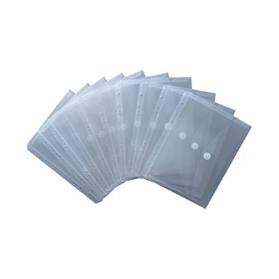 Abbildung von EXXO by HFP 35061 Dokumententaschen Sammelmappen Sichttaschen A5 transparent natur Dokumentenmappe zum Abheften mit EURO Lochung, Abheftrand, Klappe und Klettverschluss 10 Stück