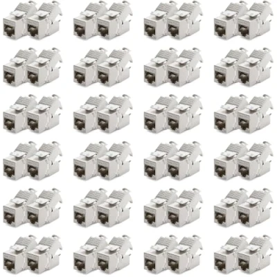 Abbildung von deleyCON 48x CAT6a Keystone Jack Modul Patchkabel Netzwerkkabel Verbinder STP Schirmung RJ45 Buchse Netzwerk Dose Patchpanel Keystonehalterung Erweiterung