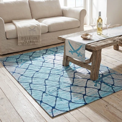 Abbildung von Sansibar Teppich »Keitum 005«, rechteckig, 3 mm Höhe, Flachgewebe, modernes Design, Motiv Fischernetz &amp; gekreuzte Säbel