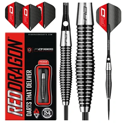 Abbildung von RED DRAGON Lethal Magic 24g Tungsten Darts Set mit Flights und Schäfte