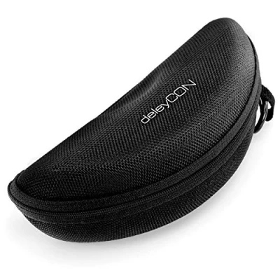 Abbildung von deleyCON Brillenetui Hardcase Hartschalen Etui Brillentasche Brillenbox Hardcover Tasche Sportbrillen Fahrradbrillen Brillen Lesebrillen Sonnenbrillen Brillenputztuch Schwarz Grün