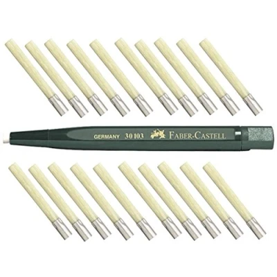 Abbildung von Faber Castell Drehstift mit Glasradierer (Glasfaserpinsel) ultimatives Long Life Nachfüll Set inkl. 20 Minen!