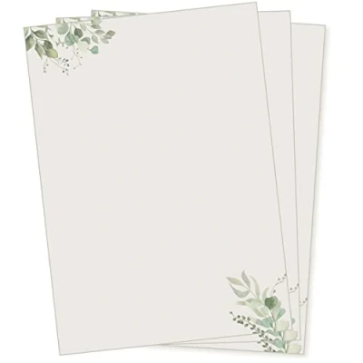 Abbildung von Tara Verde Briefpapier 50 Blatt Papier DIN A4 beidseitig floral Natur Eukalyptus nachhaltig Erwachsene