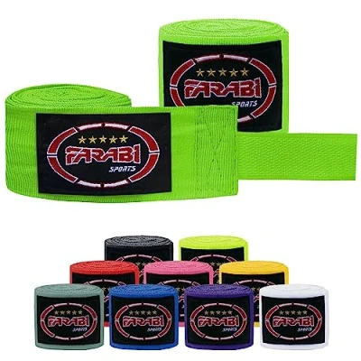 Abbildung von Farabi Sports Kinder Boxing Bandage 2,5 Meter lang boxbandagen Box Bandages mit Paar für MMA, Muay Thai, Training, Kickboxen und Kampfsport (Green)