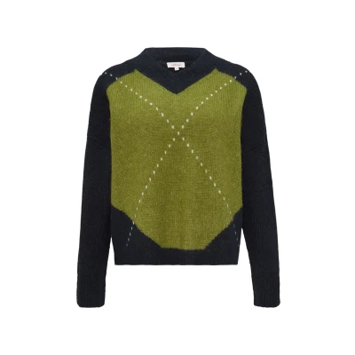Abbildung von s.Oliver MIT Argylemuster Strickpullover, Damen, Größe: 38, Guacamole