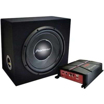 Abbildung von Pioneer GXT 3730B Paket aus 30 cm Gehäusesubwoofer und brückbarem 2 Kanal Verstärker, 1400 W Maximalleistung, cm, IMPP Membran, schwarz