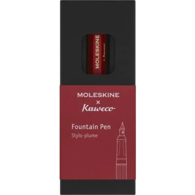 Abbildung von Moleskine x Kaweco Füllfederhalter aus ABS Kunststoff mit Vergoldeter Feder der Größe M für Schriftsteller, Notizenmacher, Inklusive Blauer Tintenpatrone, Farbe Rot
