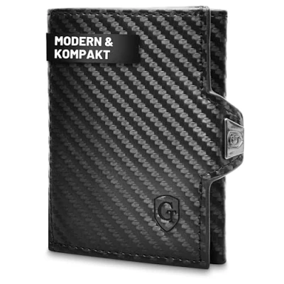 Abbildung von GenTo Slim Wallet mit Münzfach &amp; RFID NFC Schutz Mini Geldbörse dünnes schmales Kartenetui Geldklammer Kreditkartenetui Herren Damen inklusive Geschenkbox