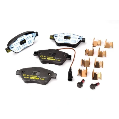 Abbildung von TEXTAR 2397901 Bremsbelagsatz mit integriertem Verschleißwarnkontakt Bremssattelschrauben Zubehör FIAT: 500 Hatchback, Grande Punto Hatchback