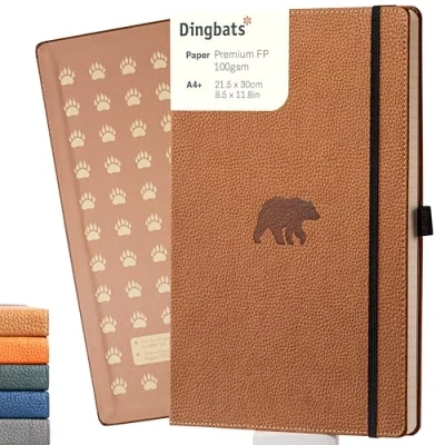 Abbildung von Dingbats* Tierwelt Notizbuch A4 Liniert Hardcover PU Leder Journal für Arbeit, Reisen Tasche, Elastischer Verschluss, Stifthalter, Lesezeichen