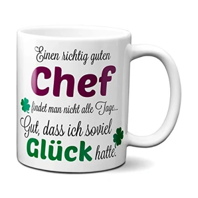 Abbildung von Einen richtig guten Chef Danke sagen auf eine besondere Art. Tasse mit Spruch Kaffee Becher Geschenk Firma Job Arbeit Bester
