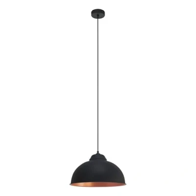 Abbildung von Eglo 49247 Hängeleuchte Truro 2 Stahl schwarz, kupfer E27 1X40W H:110cm Ø37cm dimmbar