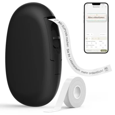 Abbildung von SUPVAN Katasymbol Etikettendrucker, Mini Bluetooth E10 Selbstklebendes Etikettiergerät Tragbarer Labeldrucker Label Printer mit iOS Android,Für Zuhause, Büro