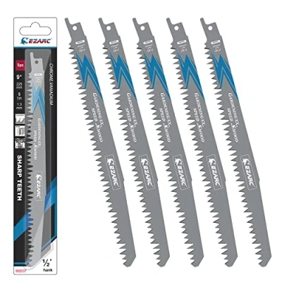Abbildung von EZARC Säbelsägeblätter Set 5tlg für Holz, Zubehör Säbelsäge, R931GS schnelle Schnitte 225mm 5TPI(5 Stück)