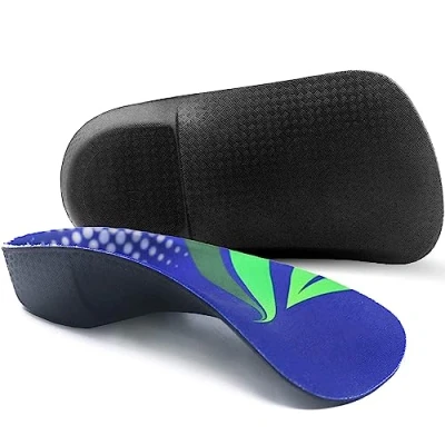 Abbildung von 3/4 Orthopädische Einlegesohlen, Plantarfasziitis Schuheinlagen für Plattfüße, Fersensporn, lindern Fersenschmerzen, mit hoher Fußgewölbe Damen &amp; Herren, M