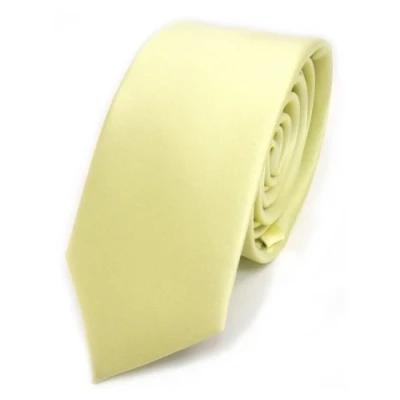 Abbildung von TigerTie Herren Krawatte 6 cm schmale Satin Tie in gelb blassgelb schwefelgelb einfarbig uni Business, festliche Veranstaltungen und Freizeit