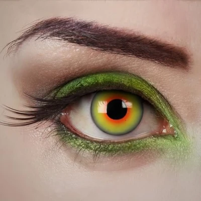 Abbildung von aricona Grün Rote Kontaktlinsen Witchwood, 2 Stück Farbige Halloween Linsen ohne Stärke für Cosplay, Karneval, Fasching, Motto und Kostüm Partys