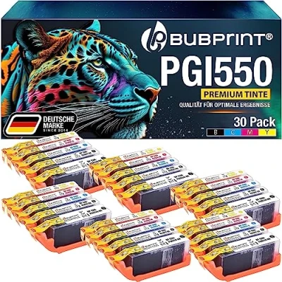 Abbildung von Bubprint 550XL 551XL 30 Druckerpatronen kompatibel als Ersatz für Canon PGI 550 CLI 551 XL Pixma MX925 IP7250 MG5650 IP7200 IX6850 IP8750 MG5550 MG6350 MG6450 MG6650 MG7150 MG7550 MX725 MX920