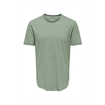 Abbildung von Herren O&amp;S Rundhals T Shirt Langes Einfarbiges Kurzarm Basic Shortsleeve aus Baumwolle ONSBENNE, Farben:Pastell Grün, Größe:XL