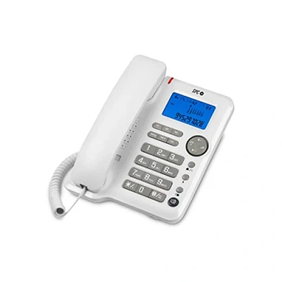 Abbildung von SPC Office ID Tisch oder Wandtelefon mit großem batteriebetriebenen Display, 3 Direktspeichern, Ruftonstufen, Anrufer und Freisprecheinrichtung Weiß