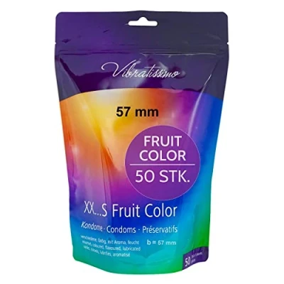 Abbildung von VIBRATISSIMO Kondome Fruit Color 50er Pack I gefühlsecht &amp; extra feucht Condoms for Men Kondom Beutel wiederverschließbar Bunte hauchzart b=57mm