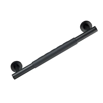 Abbildung von WENKO Wandhaltegriff Secura 40,5 cm, Bad Sicherheitsgriff und Gleichgewichtsstütze für Badezimmer, Dusche, Wanne oder WC, aus rostfreiem Edelstahl mit Rutschfester Soft Touch Grifffläche, Schwarz