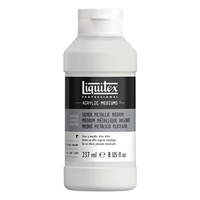 Abbildung von Liquitex 8508 Metallic Silber Medium für Acrylfarben, verleiht Acrylfarben metallische hochreflektierende Silbereffekte mit Brillanz, alterungsbeständig in Künstlerqualität 237ml Flasche