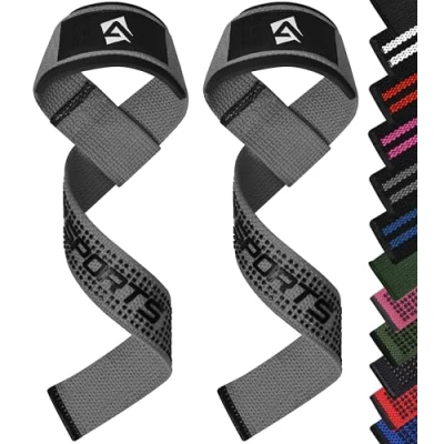 Abbildung von AQF Zughilfen Krafttraining (Gel Gepolstert) Profi Lifting Straps für Bodybuilding und Weightlifting Kreuzheben Gurte, Gym Fitness im Paar Frauen Männer